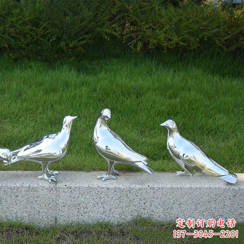 银白色不锈钢电镀鸽子雕塑摆件