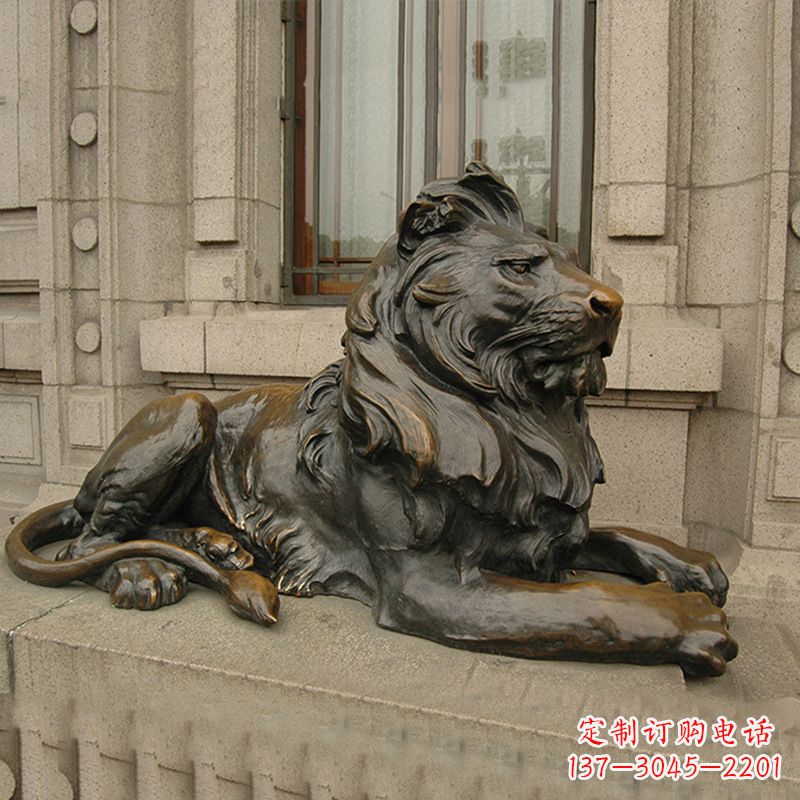 银行大门铜雕港币狮子看门动物雕塑
