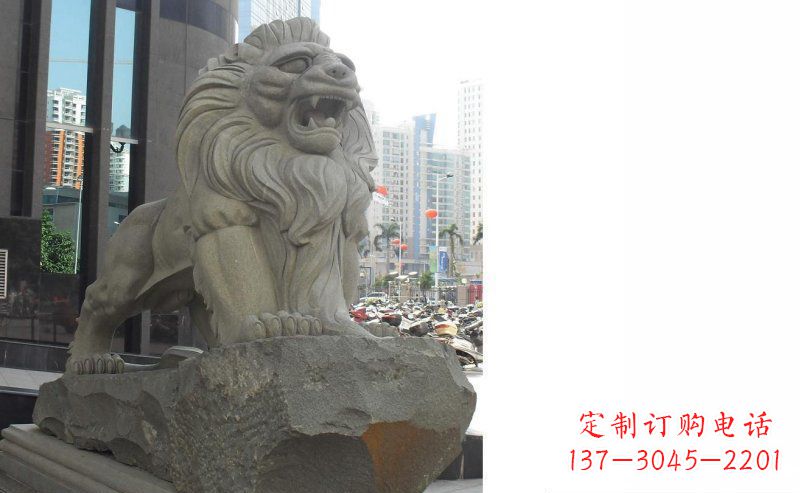 银行门口西洋狮石雕