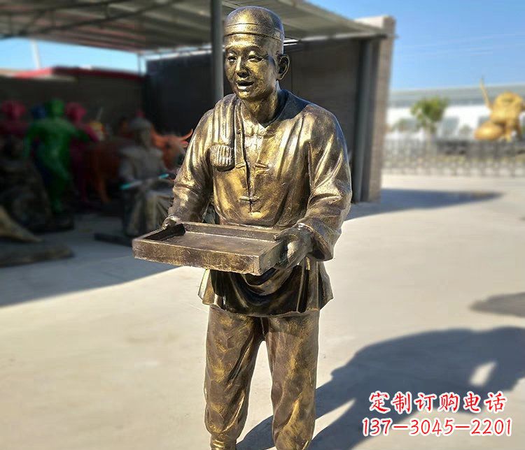 迎宾人步行街景观小品仿铜玻璃钢雕塑