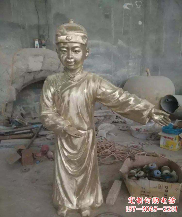 迎宾童子景观人物铜雕
