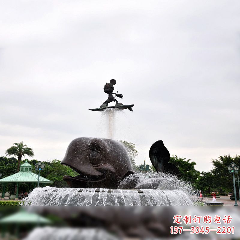 鱼和小孩水景喷泉