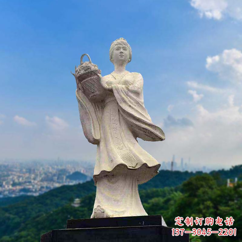 虞姬景观石雕像-景区园林古代美女雕塑