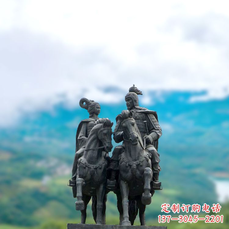 虞姬与霸王铜雕景观雕塑