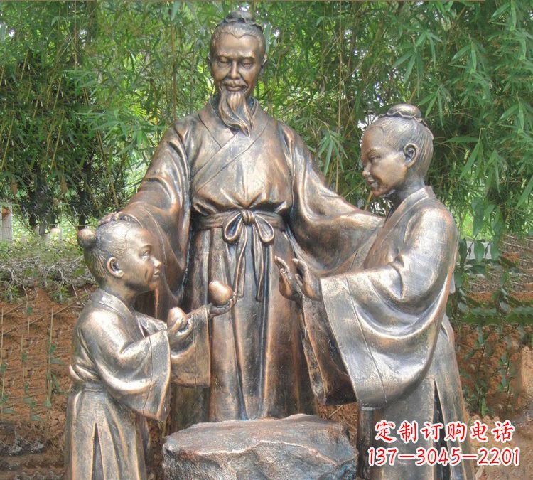 寓言故事铜雕_孔融让梨