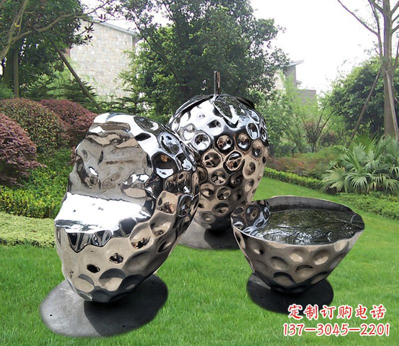 园林不锈钢草莓座椅雕塑