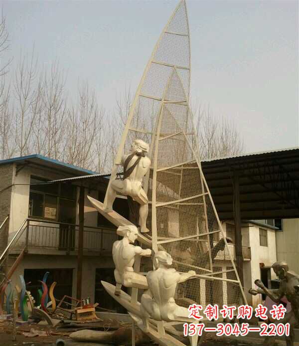 园林不锈钢帆船景观雕塑