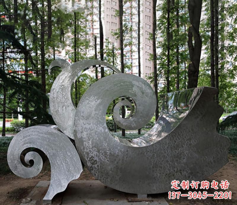 园林不锈钢海浪抽象雕塑