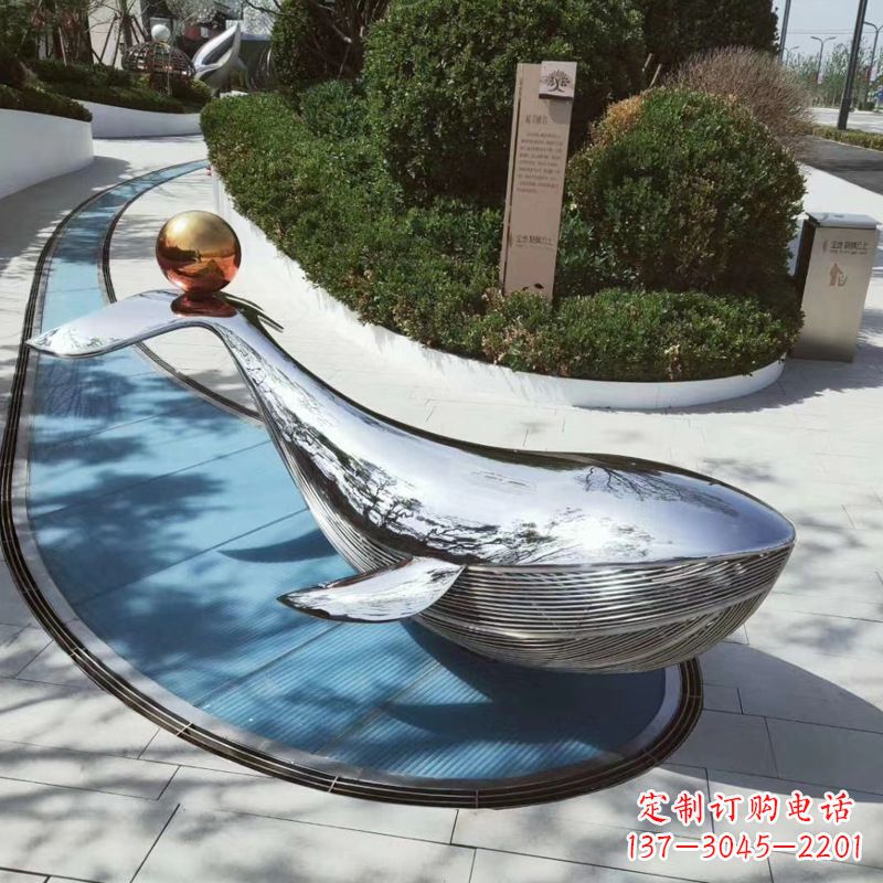 园林不锈钢海豚景观摆件