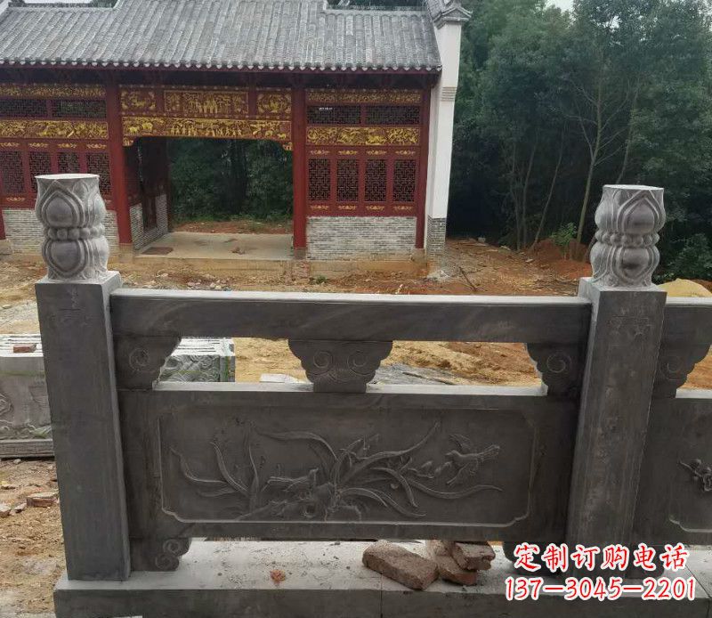 园林仿古兰花石浮雕栏板景观石雕