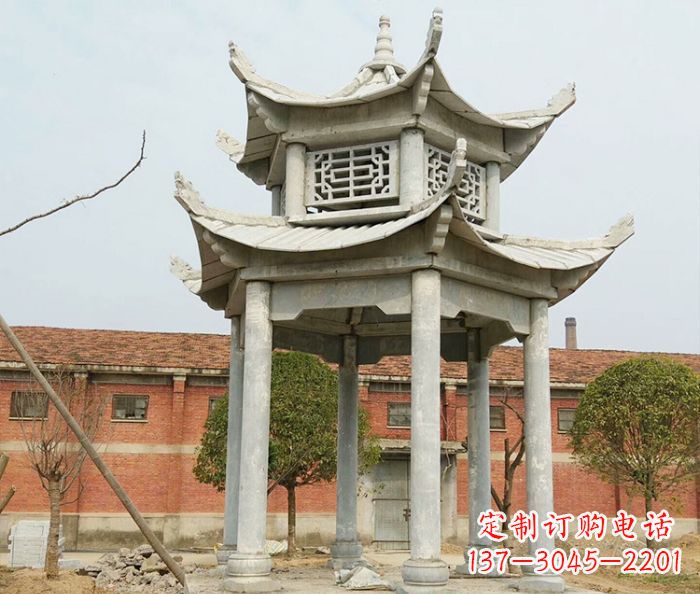 园林仿古双层石雕凉亭 (2)