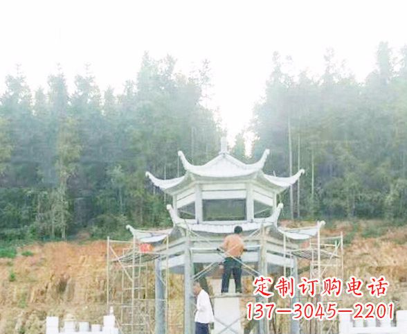 园林仿古双层石凉亭景观石雕 (2)
