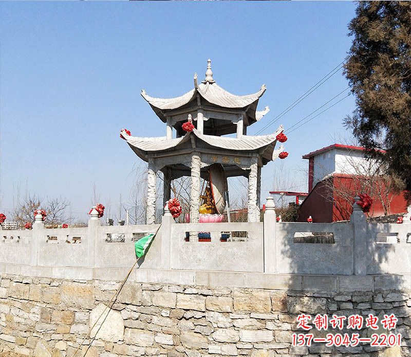 园林仿古双层石凉亭景观石雕 (3)