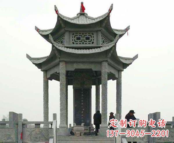 园林仿古双层石凉亭景观石雕