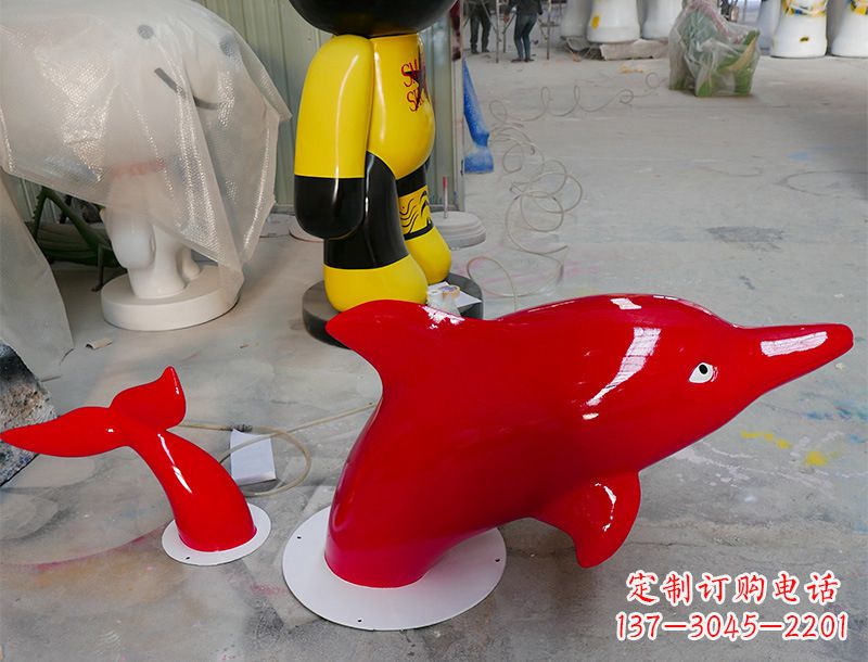 园林广场创意海豚入水出水雕塑摆件