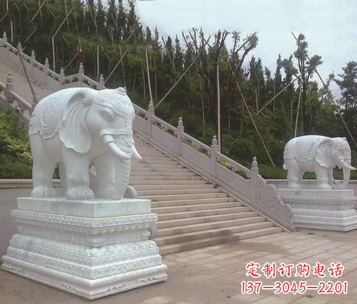 园林汉白玉大象景观石雕