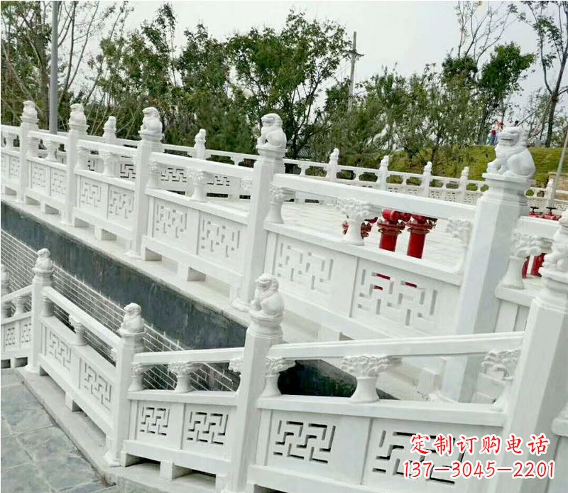 园林汉白玉栏板景观石雕 (2)
