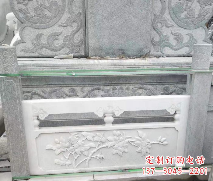 园林汉白玉石浮雕栏板 (3)