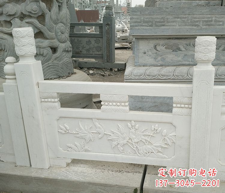 园林汉白玉石栏板景观石雕_1