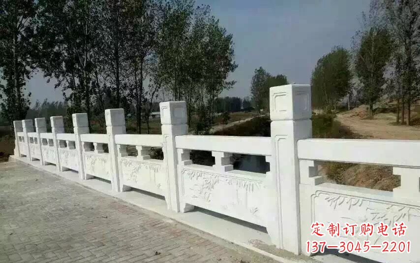 园林汉白玉石栏板景观石雕_2