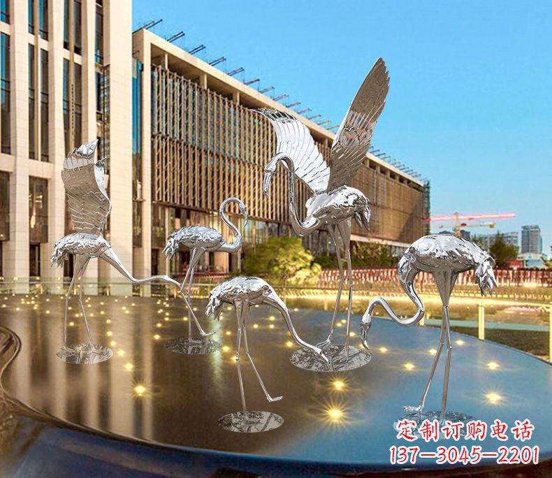 火烈鸟雕塑 - 园林/火烈鸟/不锈钢
