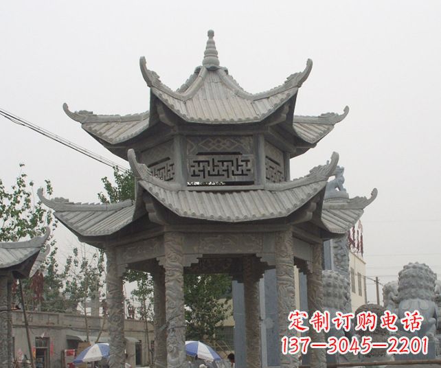 园林景观仿古石雕凉亭 (2)
