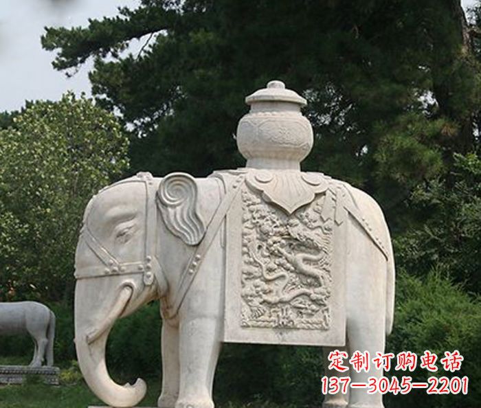 园林景观驮宝大象石雕