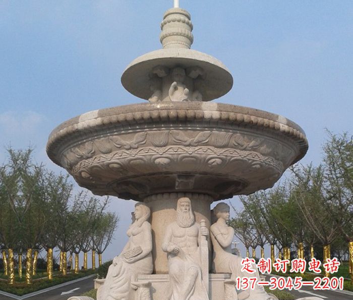 园林景观西方人物喷泉石雕 (2)
