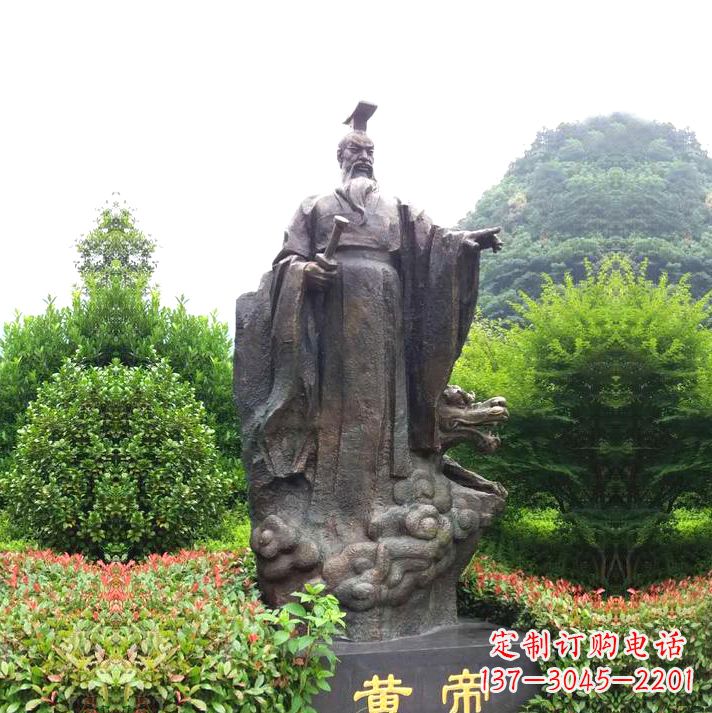 园林景区纯铜黄帝铸铜雕像