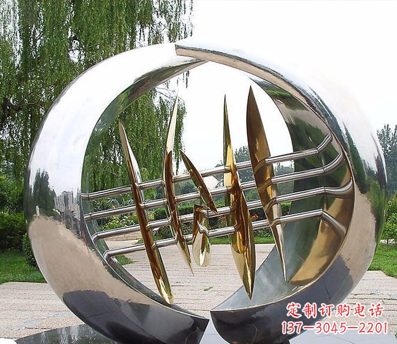 园林镜面不锈钢抽象造型雕塑