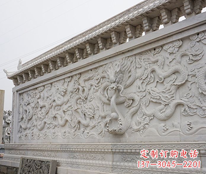 园林九龙壁石雕影壁 (5)
