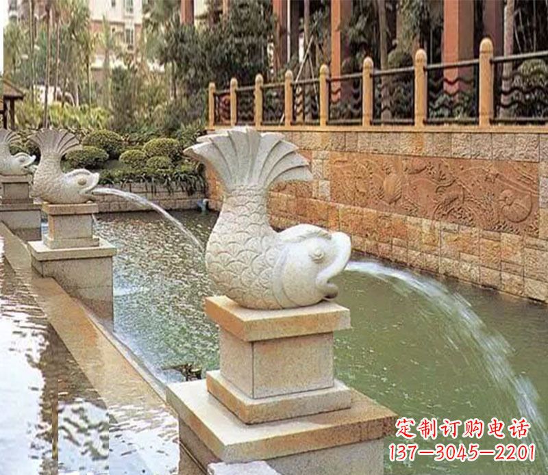 园林鲤鱼喷泉景观石雕