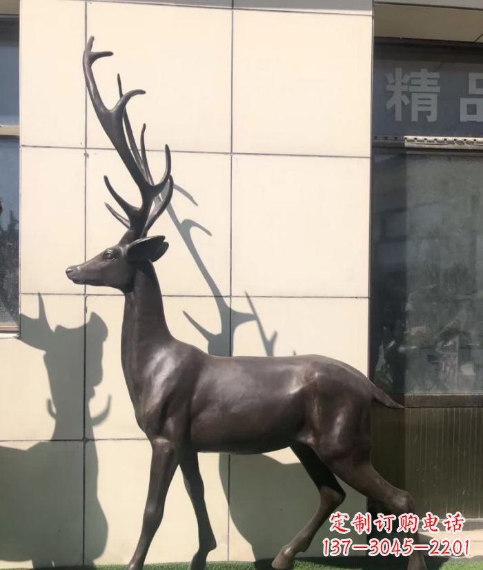 园林鹿铜雕 (2)