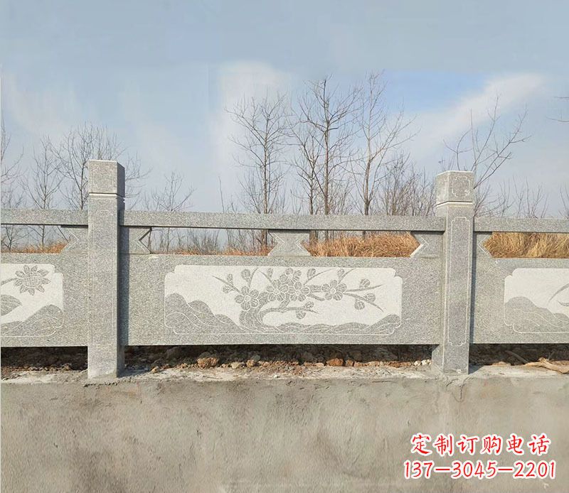 园林梅花石浮雕栏板景观石雕