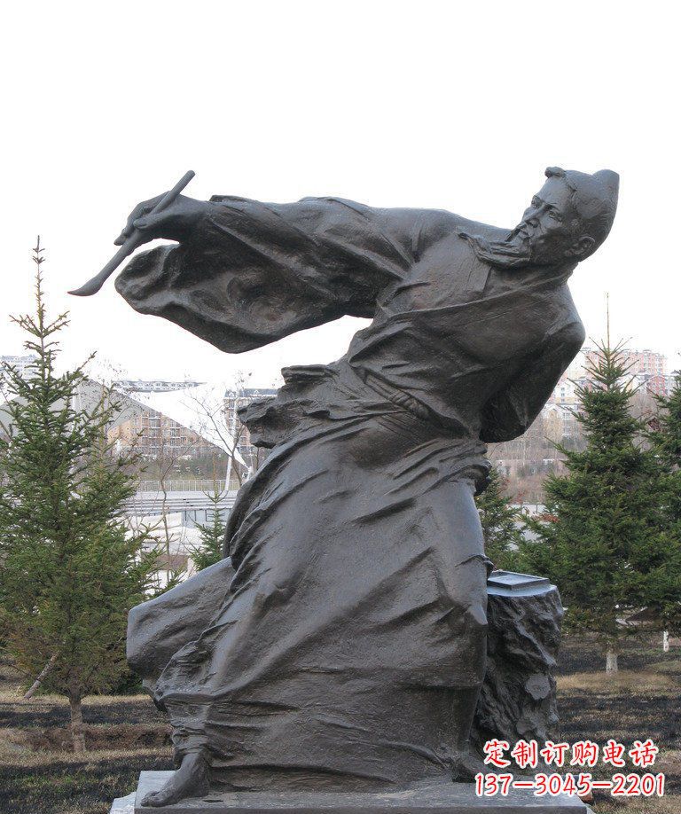 园林拿毛笔的古代人物小品铜雕