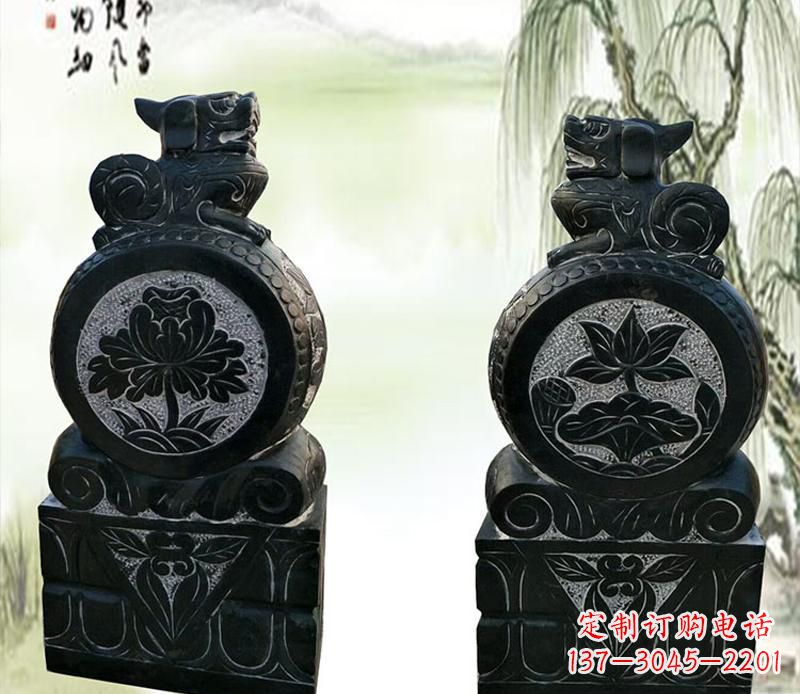 园林貔貅门墩石雕