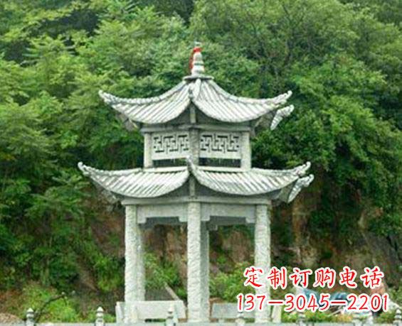 园林双层六角石凉亭景观石雕