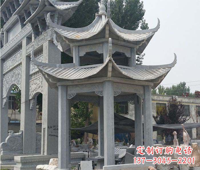 园林双层石雕凉亭