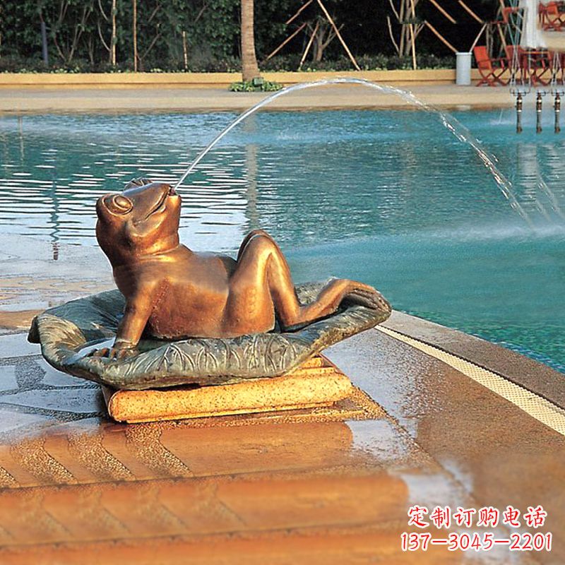 园林水景池塘游泳馆喷水青蛙铜雕塑
