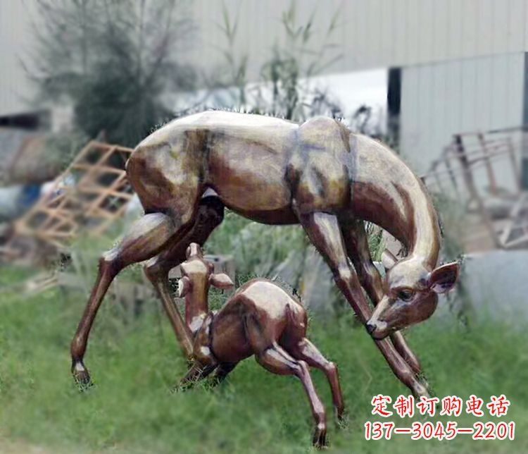 园林铜雕母子鹿雕塑