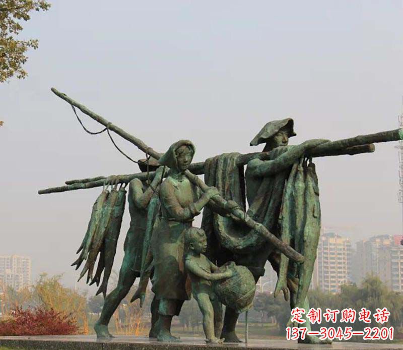 园林渔文化小品人物铜雕