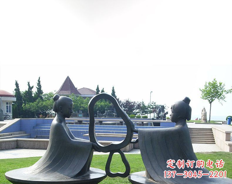 园林铸铜孔融让梨雕塑