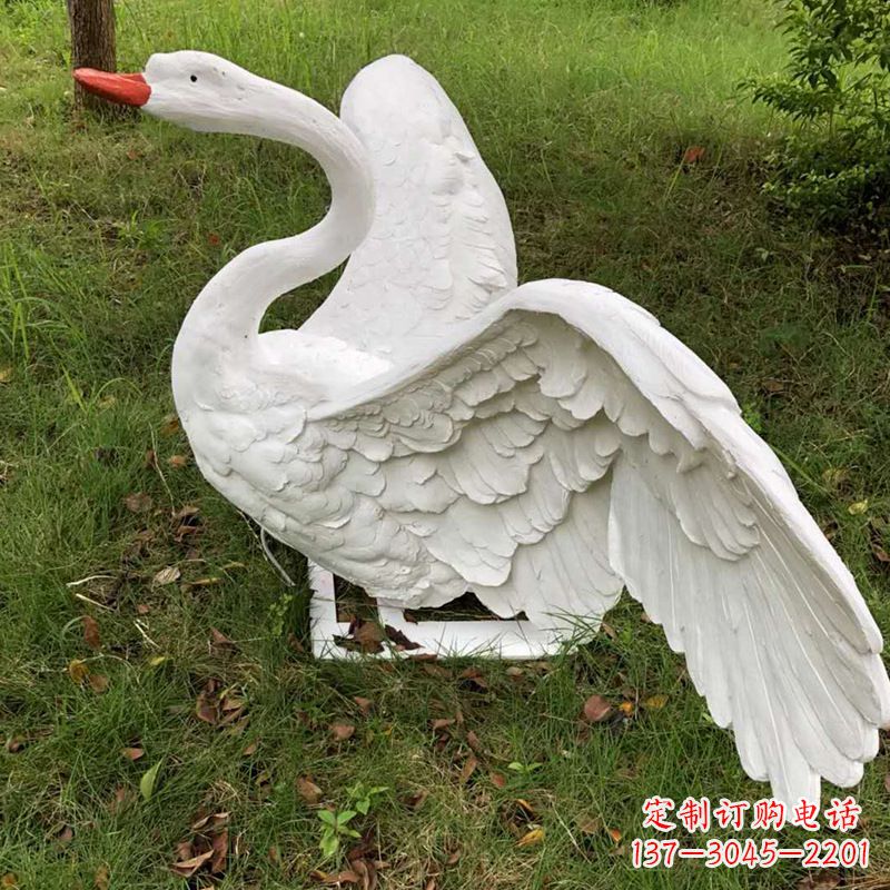 展翅飞翔白天鹅仿真发光动物雕塑