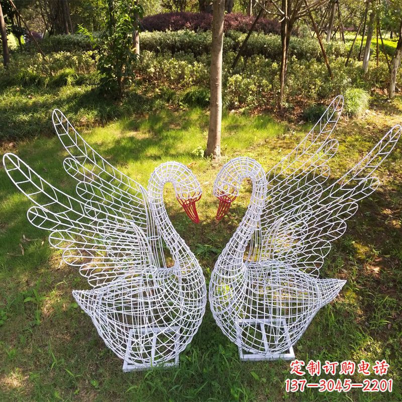 展翅天鹅公园绿地铁艺动物摆件