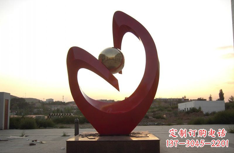 张家口6米高不锈钢抽象心形案例