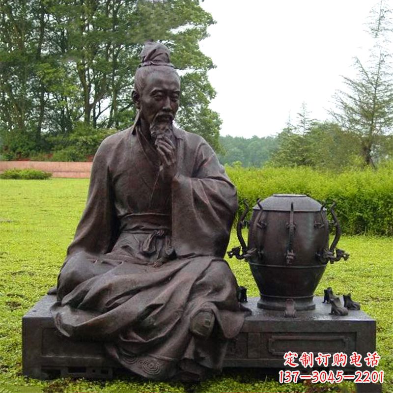 张衡与地动仪铜雕景观-公园园林历史名人情景雕塑