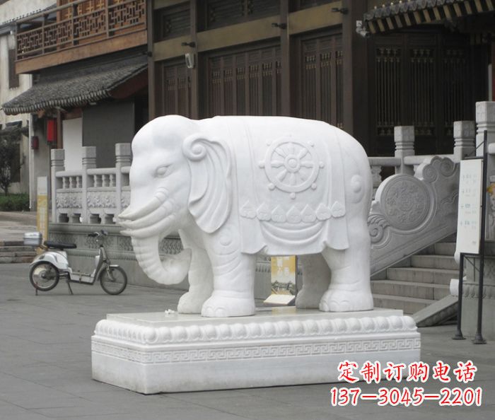 招财动物汉白玉大象石雕