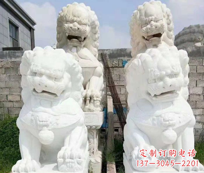 招财动物汉白玉狮子石雕