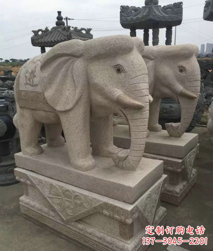 招财进宝大理石大象石雕