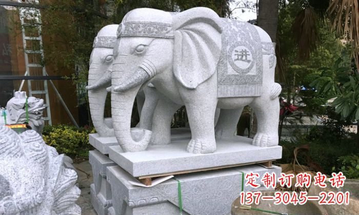 招财进宝大理石门口大象雕塑